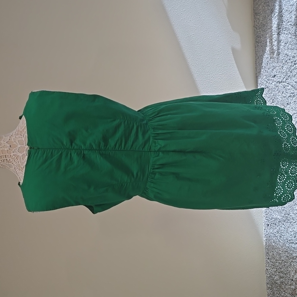 J. CREW Kelly Green Eyelet Dress Sz 12 - Picture 6 of 12